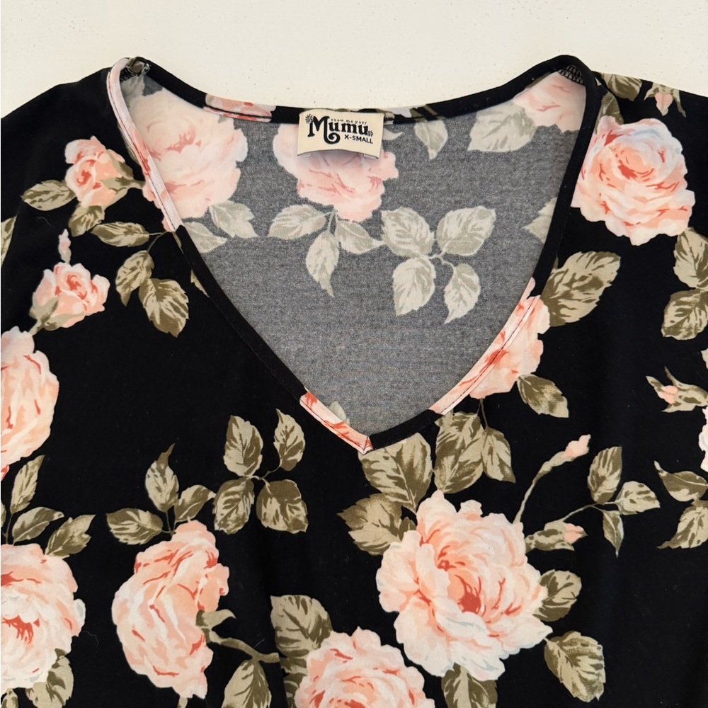 Show Me Your MuMu Black Pink Floral Sleeveless Blouse Oversized Carter Tunic - Picture 2 of 7